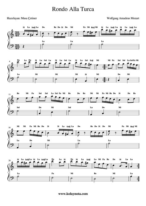 türk marşı piyano notaları pdf